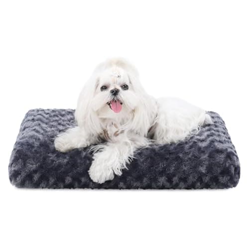 Deluxe Plush Anti-Slip Washable Dog Bed 17"x12", Dark Grey